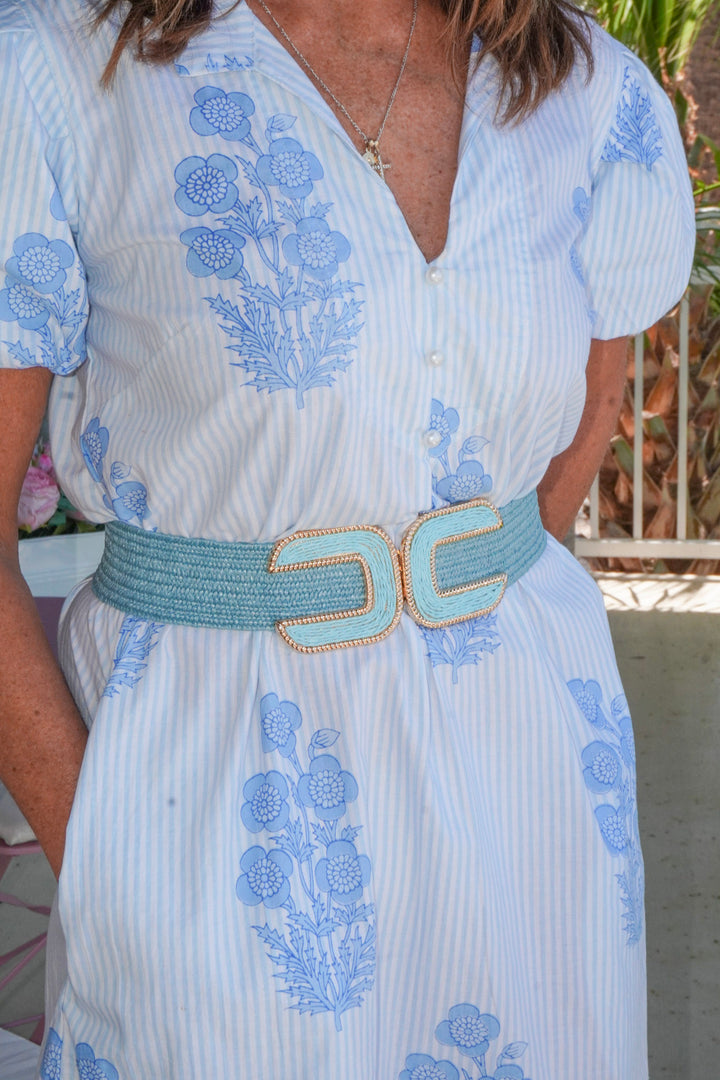 Women's Braided Thick Belt Powder Blue