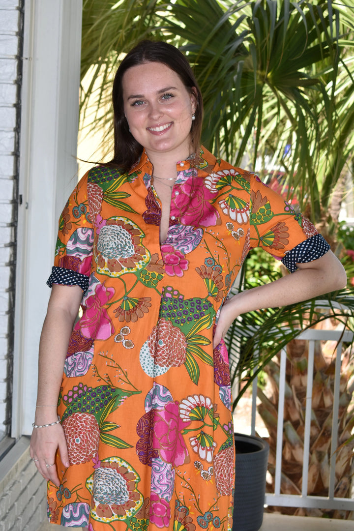 Charlotte Dress Orange Floral