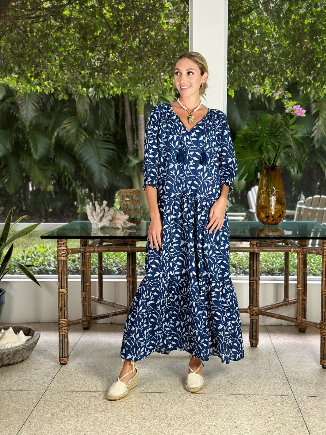 Raye Long Dress Batik Navy – Just Darviny