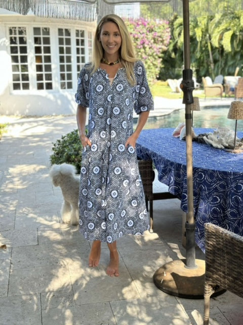 Claire Dress Aztec Navy