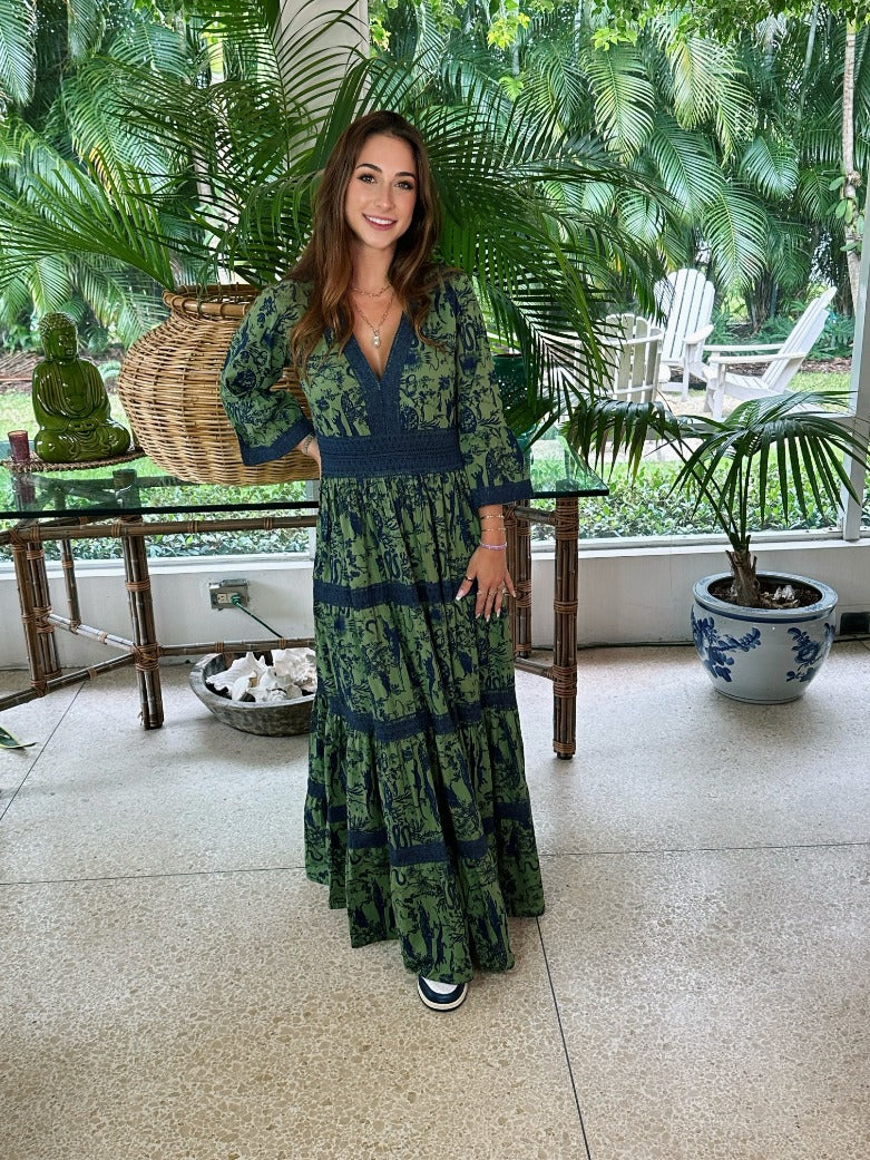 Aziza Long Dress Bayou Crocodile – Just Darviny