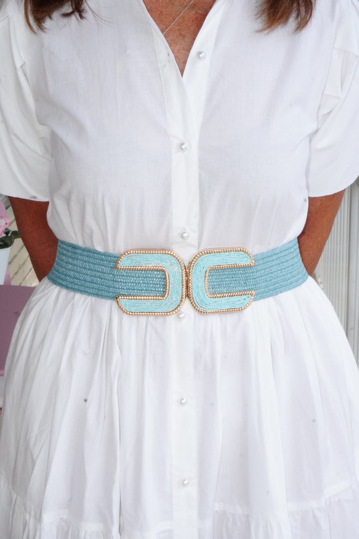 Women's Braided Thick Belt Powder Blue