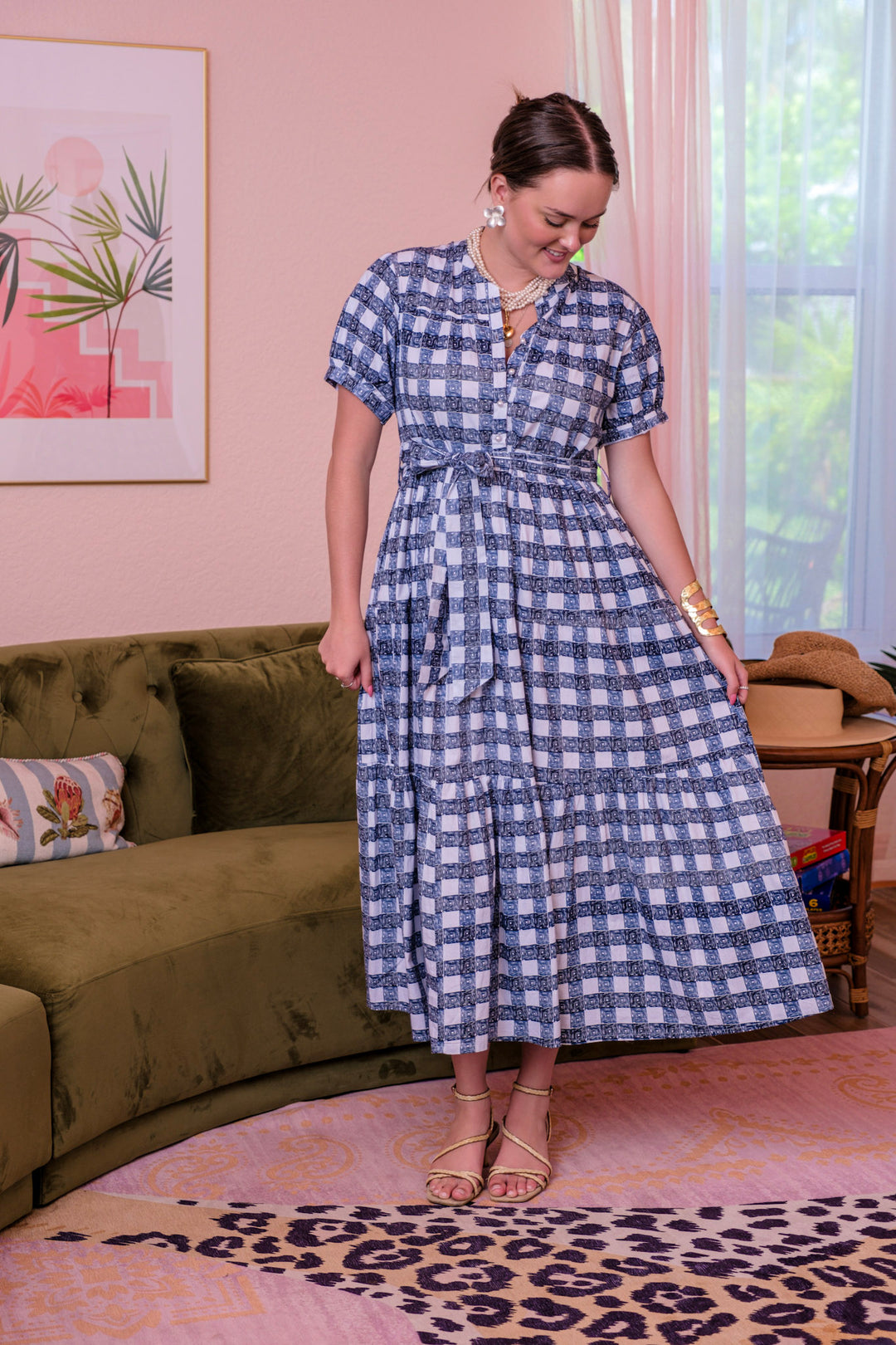 Ibiza Long Dress Sample Square Navy