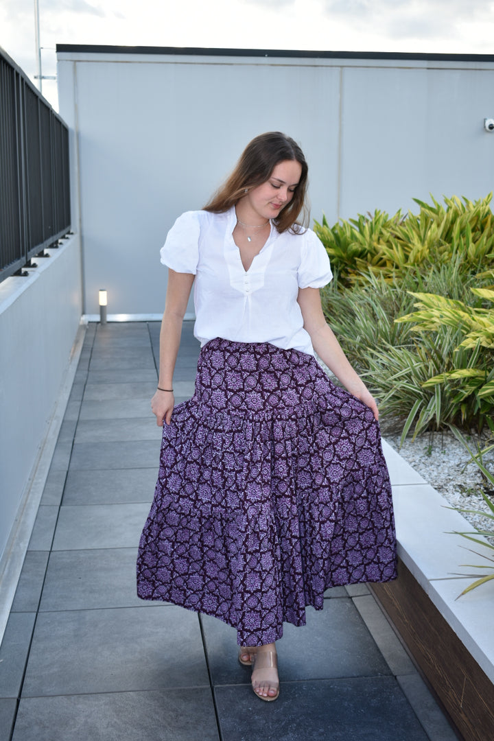 Boho Long Skirt Deep Plum