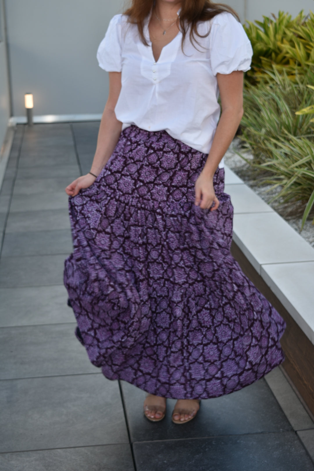 Boho Summer Long Skirt Deep Plum