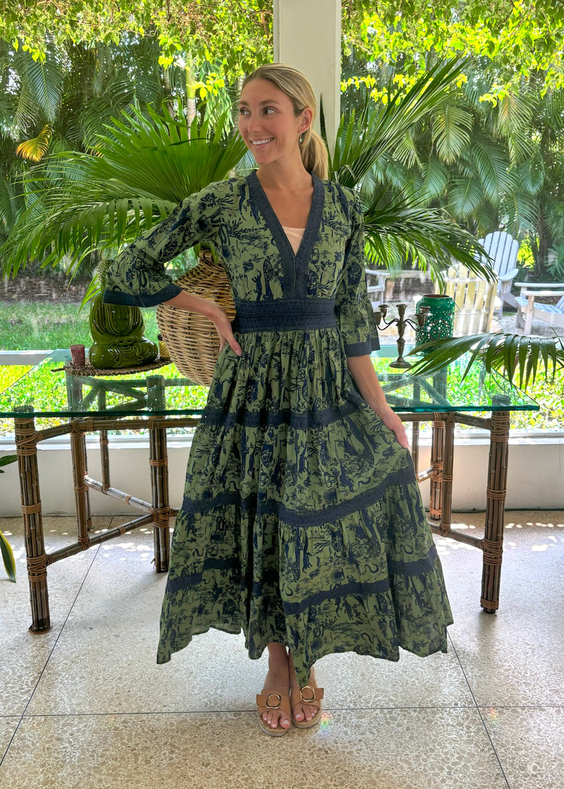 Aziza Long Dress Bayou Crocodile – Just Darviny