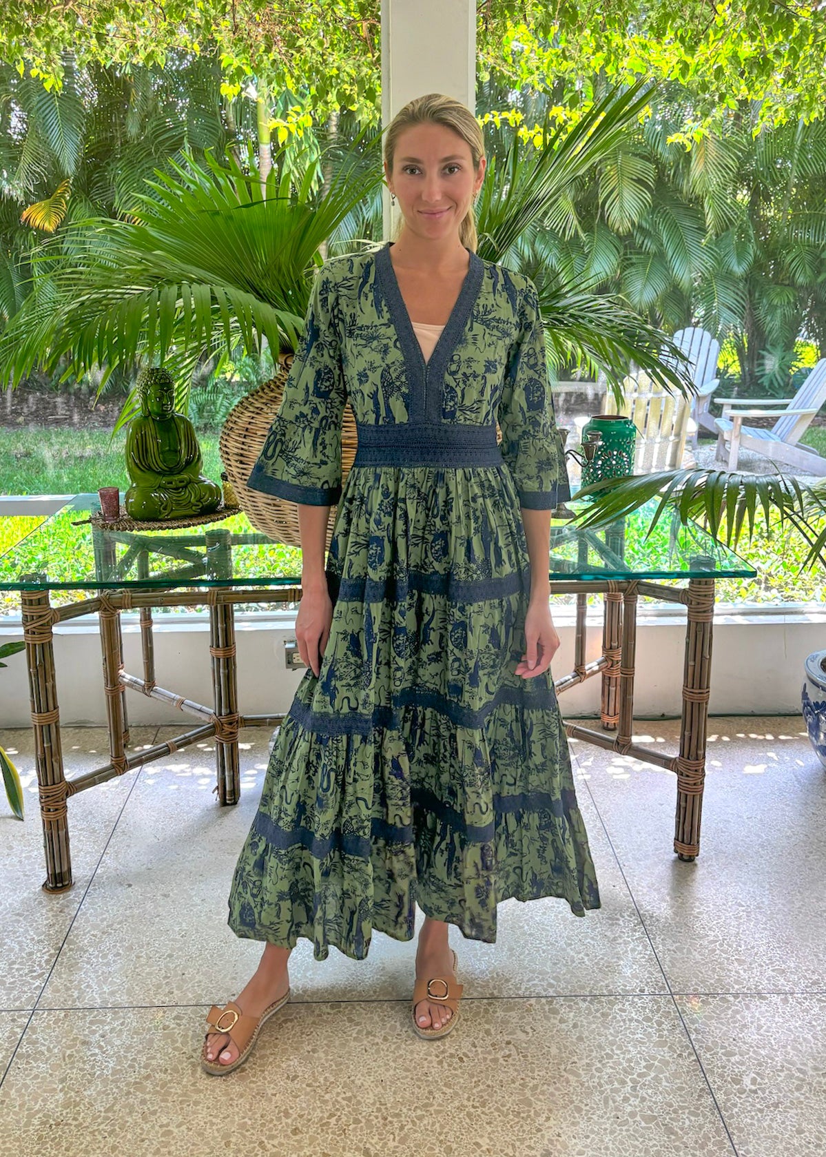 Aziza Long Dress Bayou Crocodile – Just Darviny