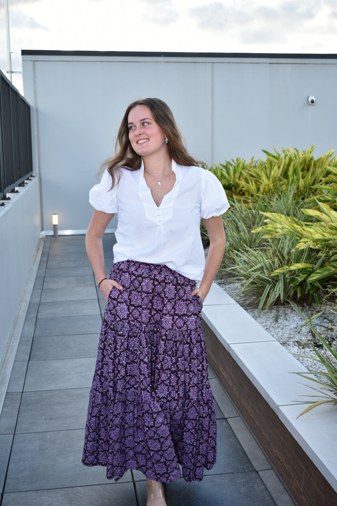 Boho Long Skirt Deep Plum