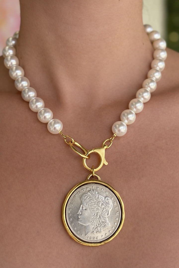 Sophia Pearl and Coin Necklace