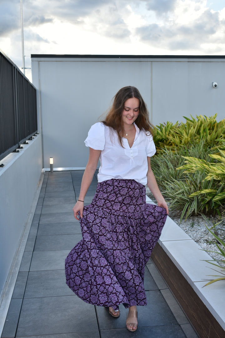 Boho Long Skirt Deep Plum