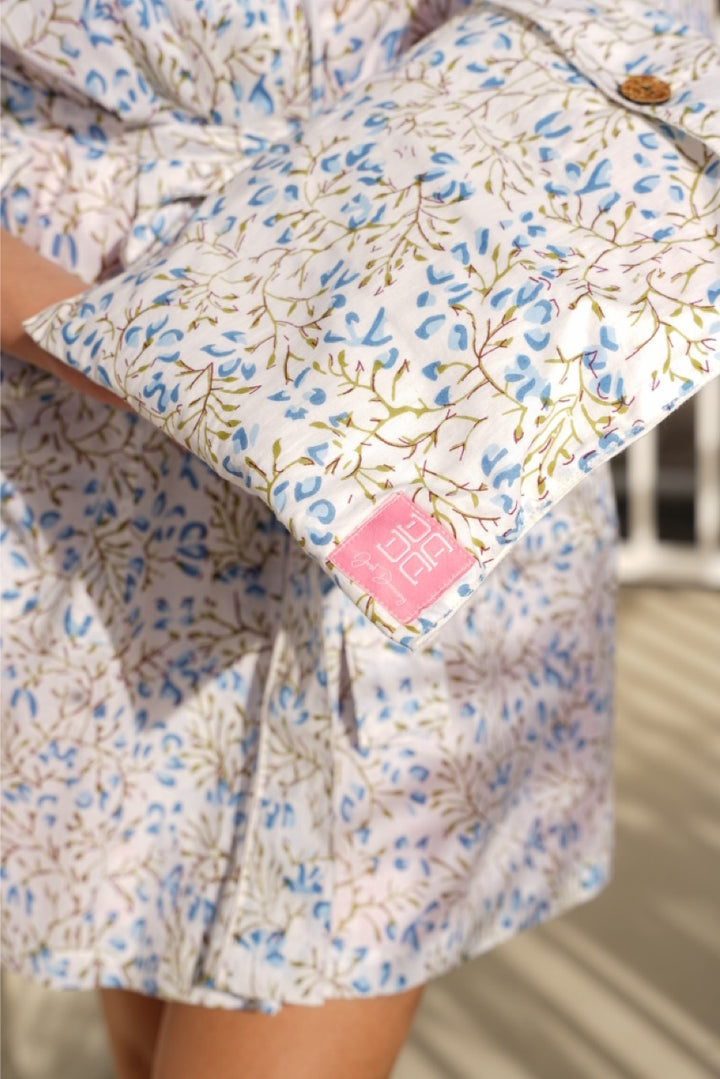 Blue Blossom Short Kimono Robe