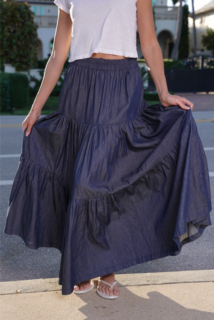 Boho Long Skirt Denim