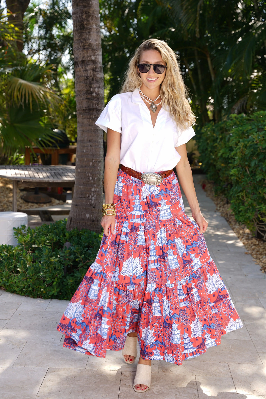 Boho Long Skirt Shanghai Red