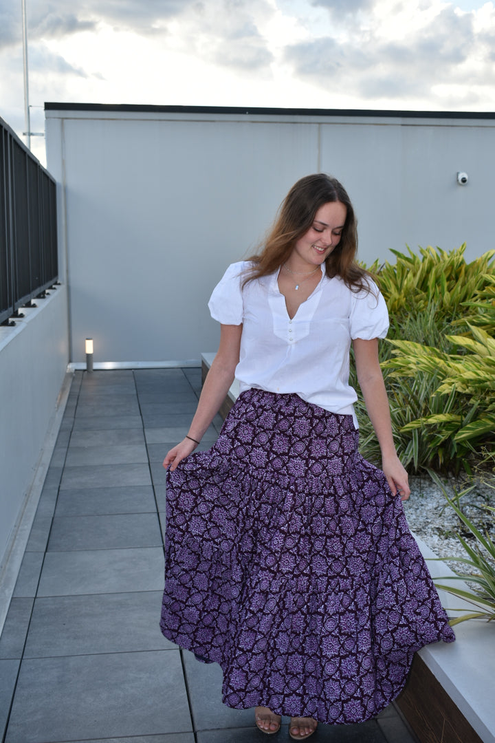 Boho Long Skirt Deep Plum