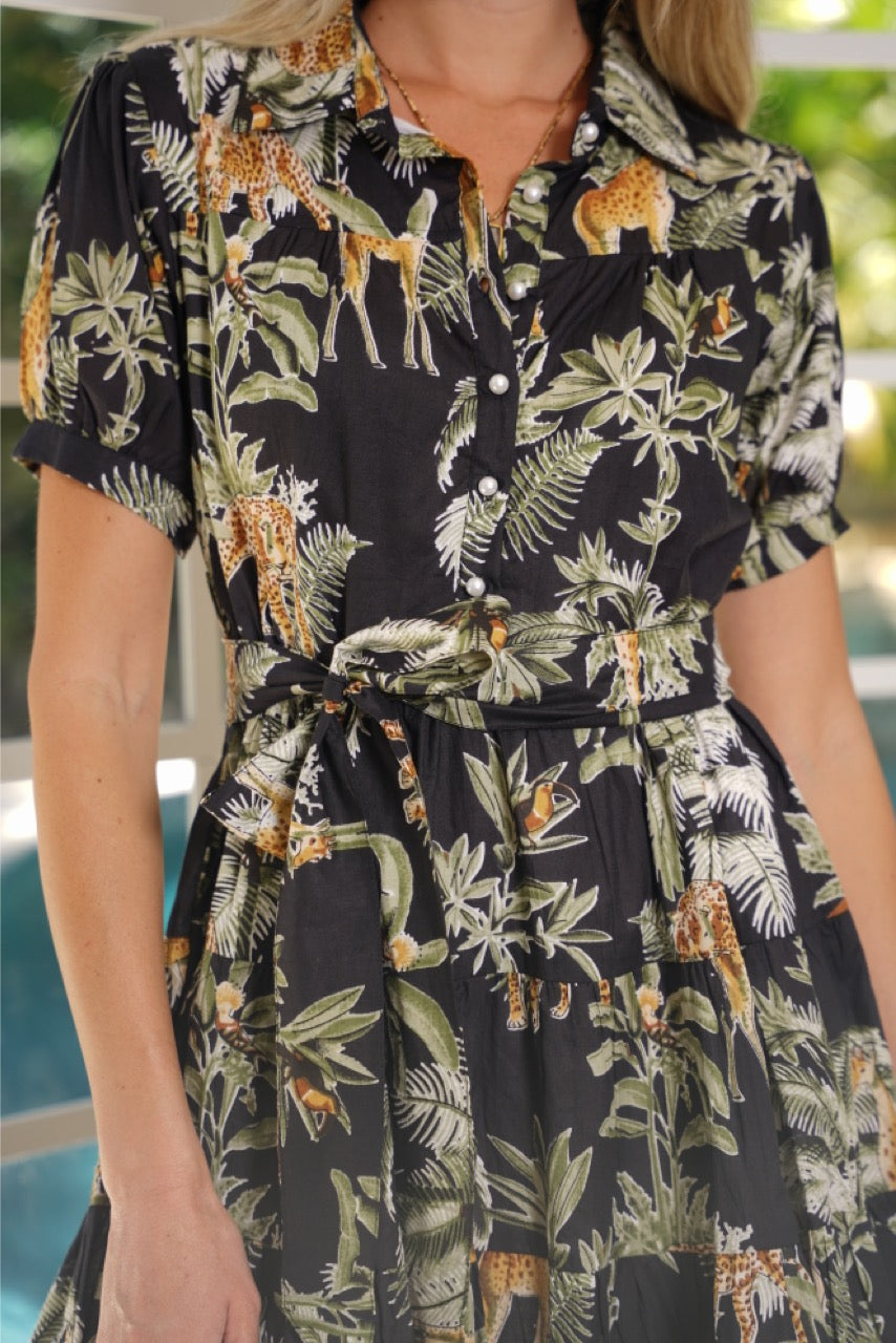 Georgia Delray Dress Cheetah Black