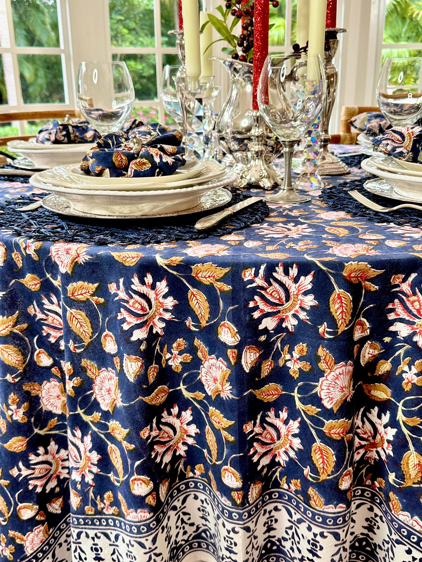 Charleston Blue Tablecloth