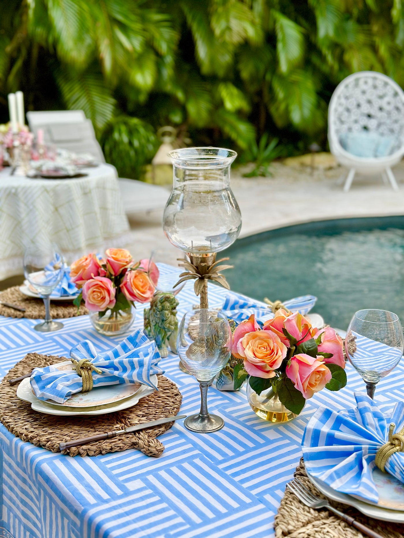 French Blue Stripe Tablecloth