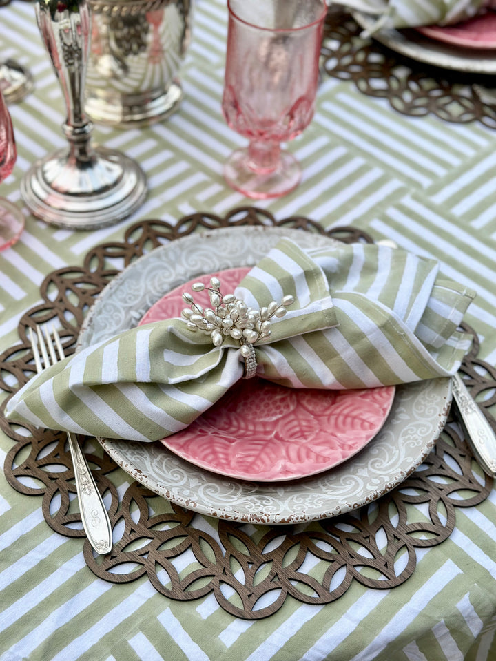 Sage Stripe Napkins (Set of 4)