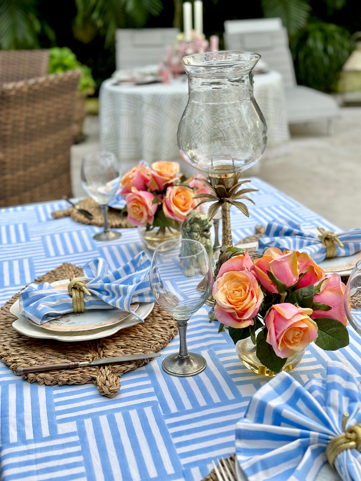 French Blue Stripe Tablecloth