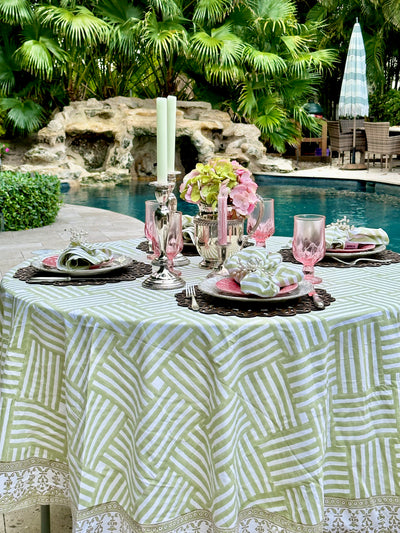 Sage Stripe Tablecloth