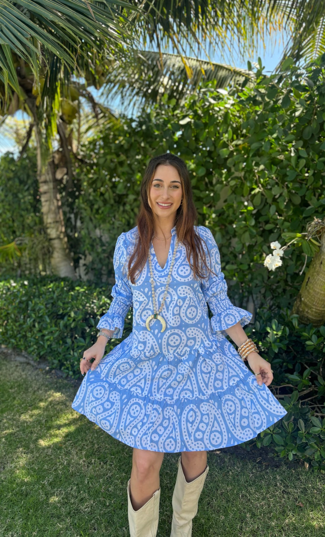 Malibu Dress Paisley French Blue Just Darviny Malibu Dress Paisley French Blue Just Darviny