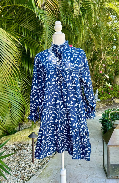 Victoria Dress Batik Navy