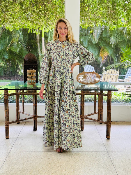Boho Long Dress Floral Sage – Just Darviny
