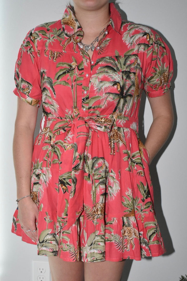 Georgia Delray Dress Cheetah Coral