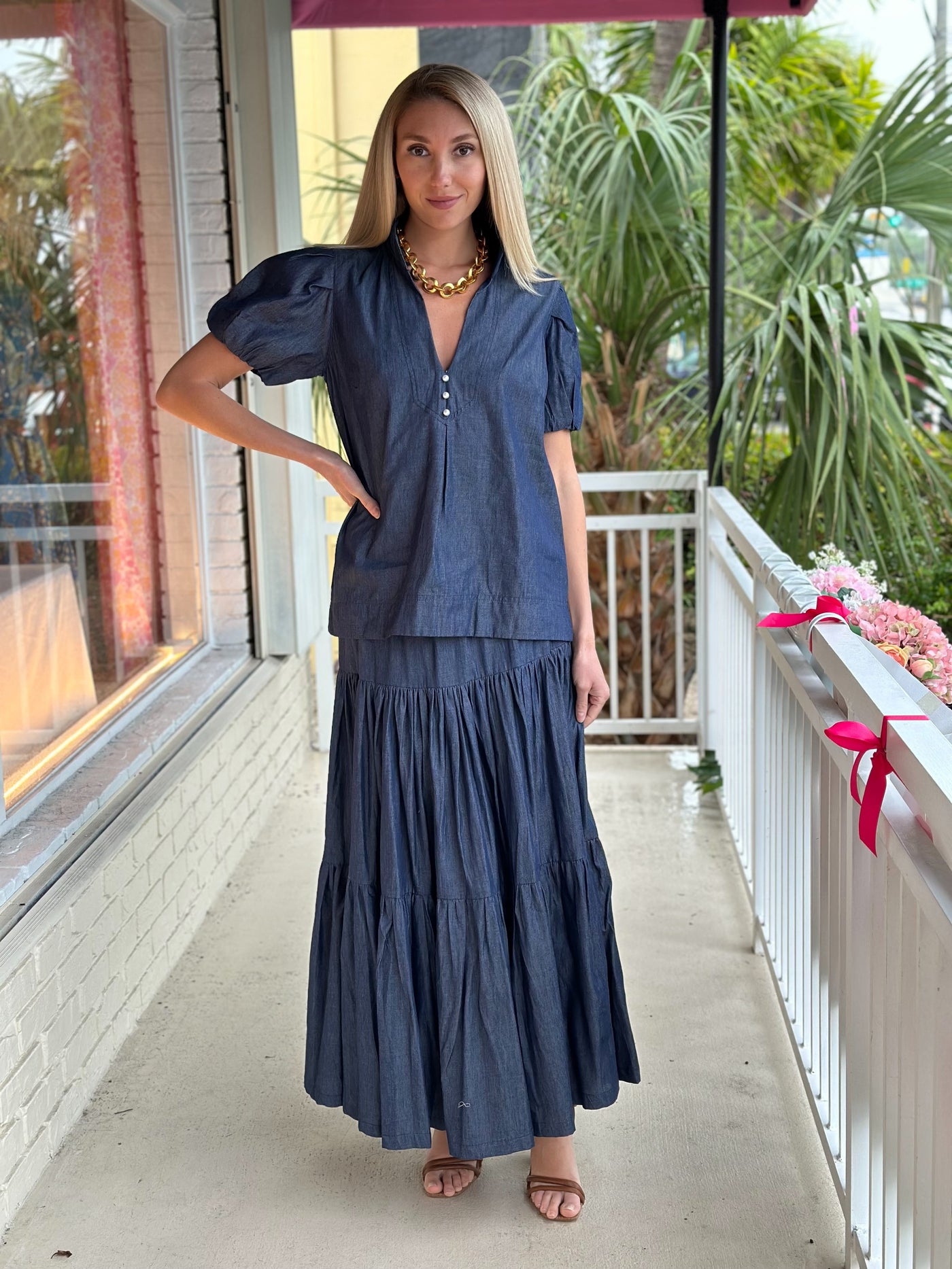 Boho Long Skirt Denim