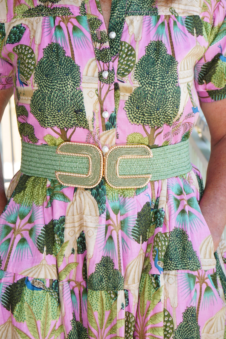 Women's Braided Thick Belt Sage Green