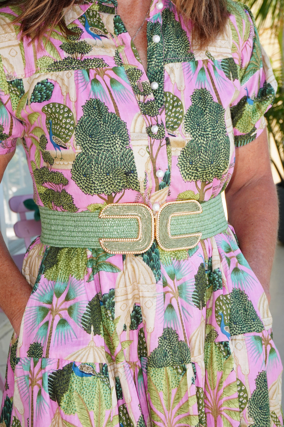 Women's Braided Thick Belt Sage Green