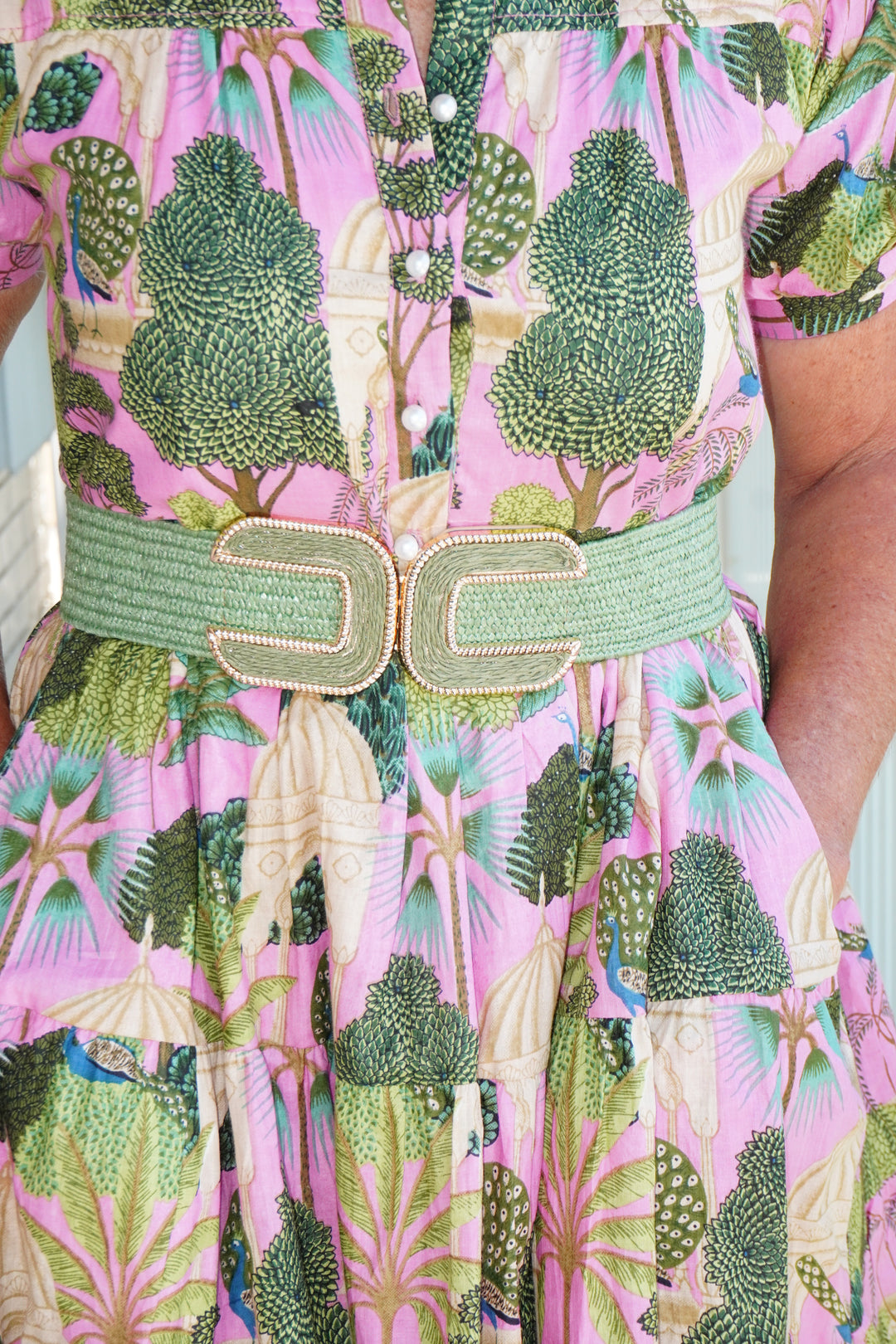 Women's Braided Thick Belt Sage Green