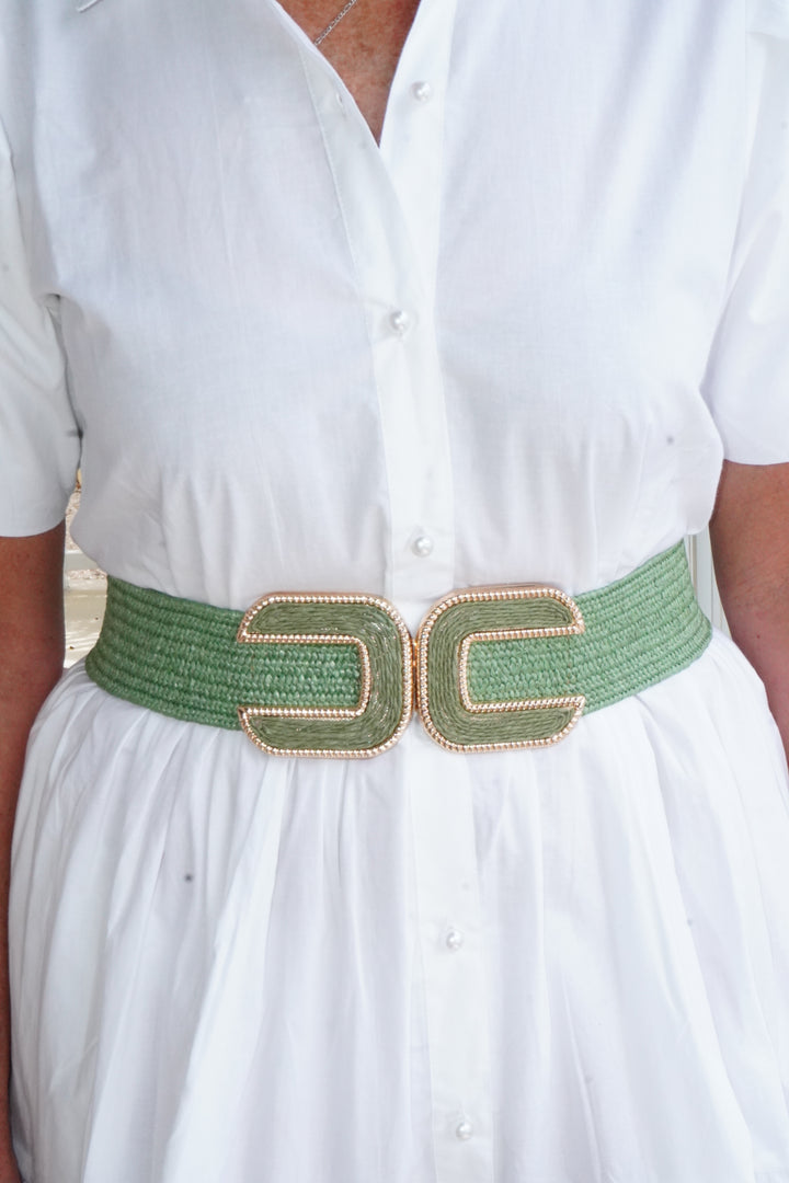 Women's Braided Thick Belt Sage Green