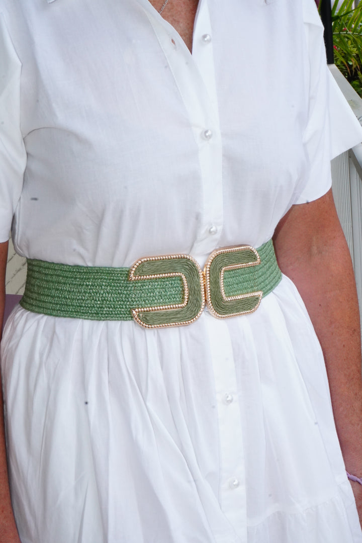 Women's Braided Thick Belt Sage Green