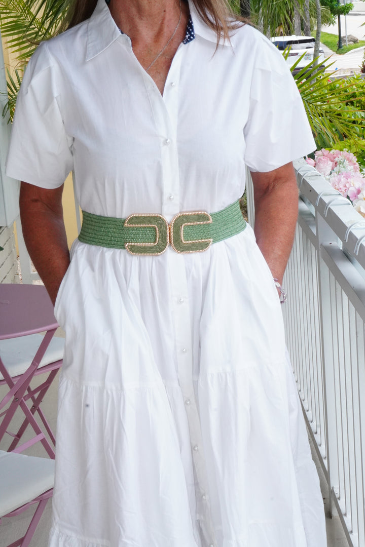 Women's Braided Thick Belt Sage Green