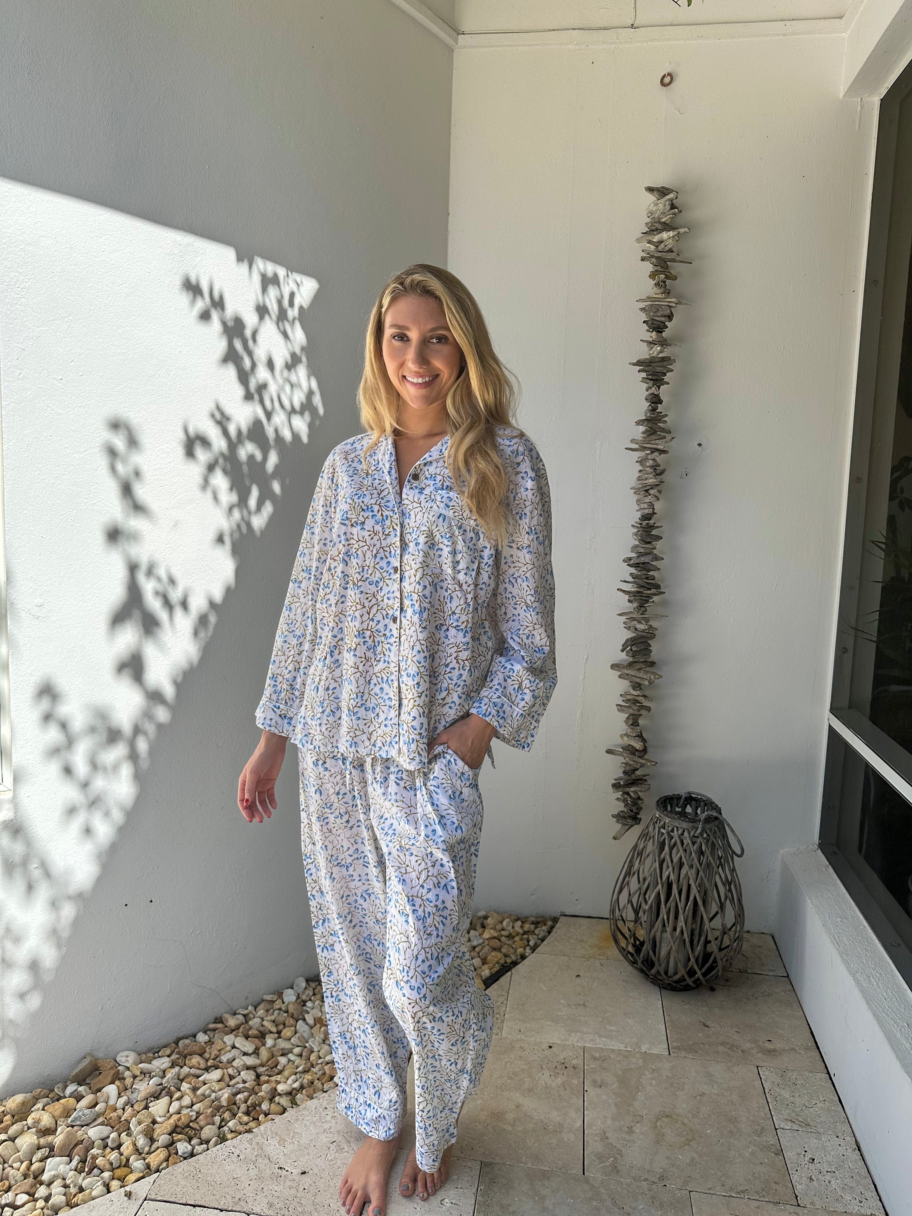 Long Pajamas Seas Turquoise – Just Darviny