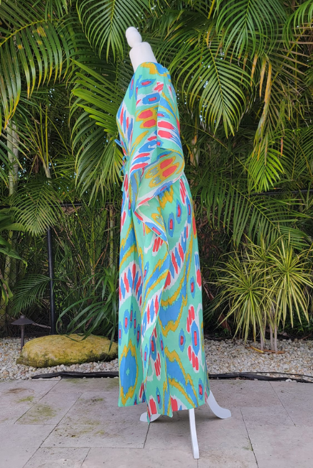 Kaftan - Turquoise with Abstract Colors