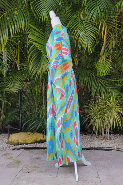 Kaftan - Turquoise with Abstract Colors