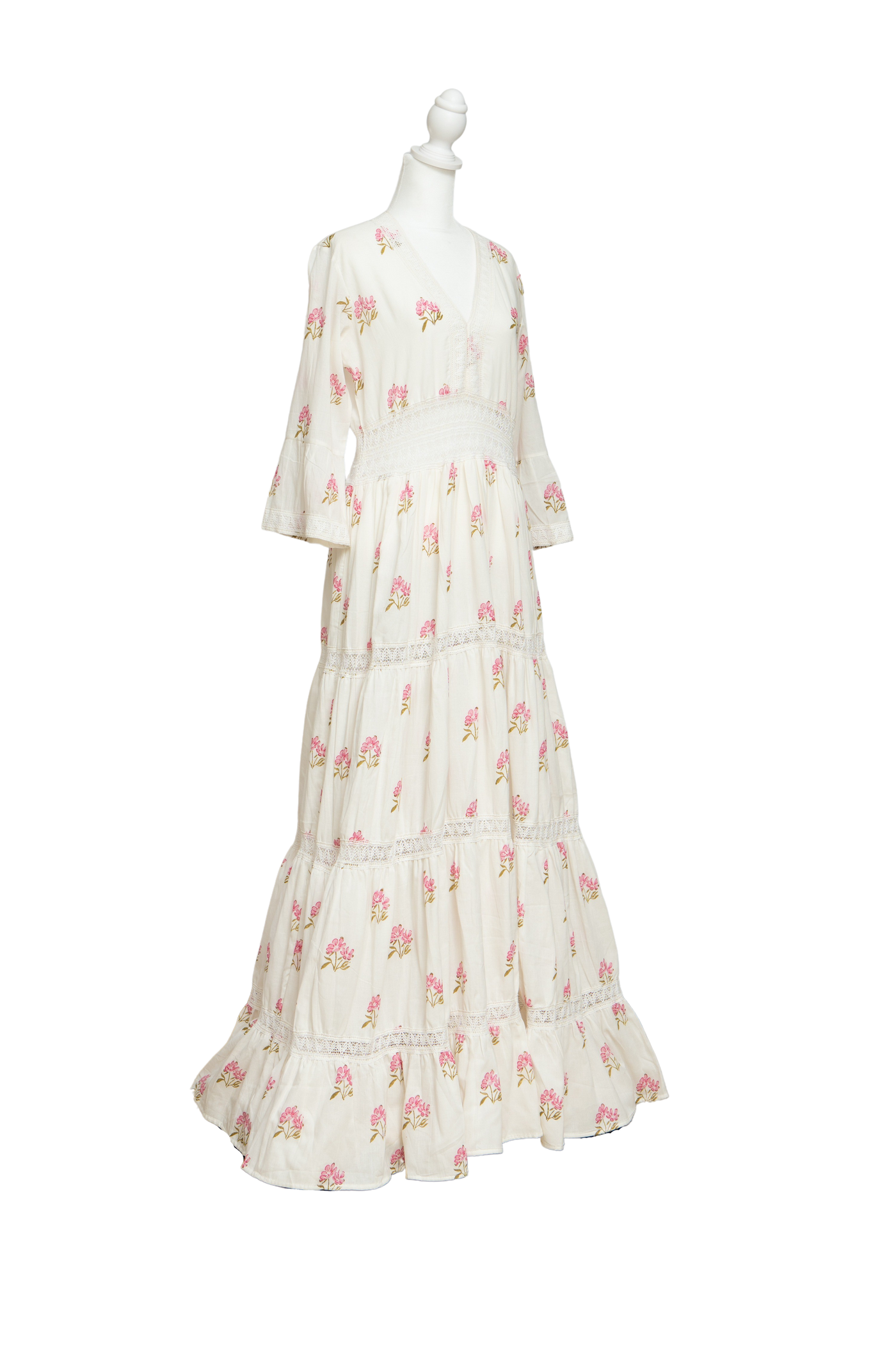 Aziza Long Dress Floral White