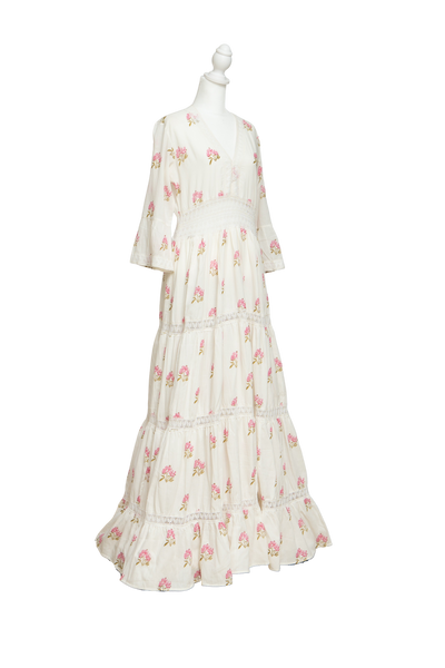Aziza Long Dress Floral White