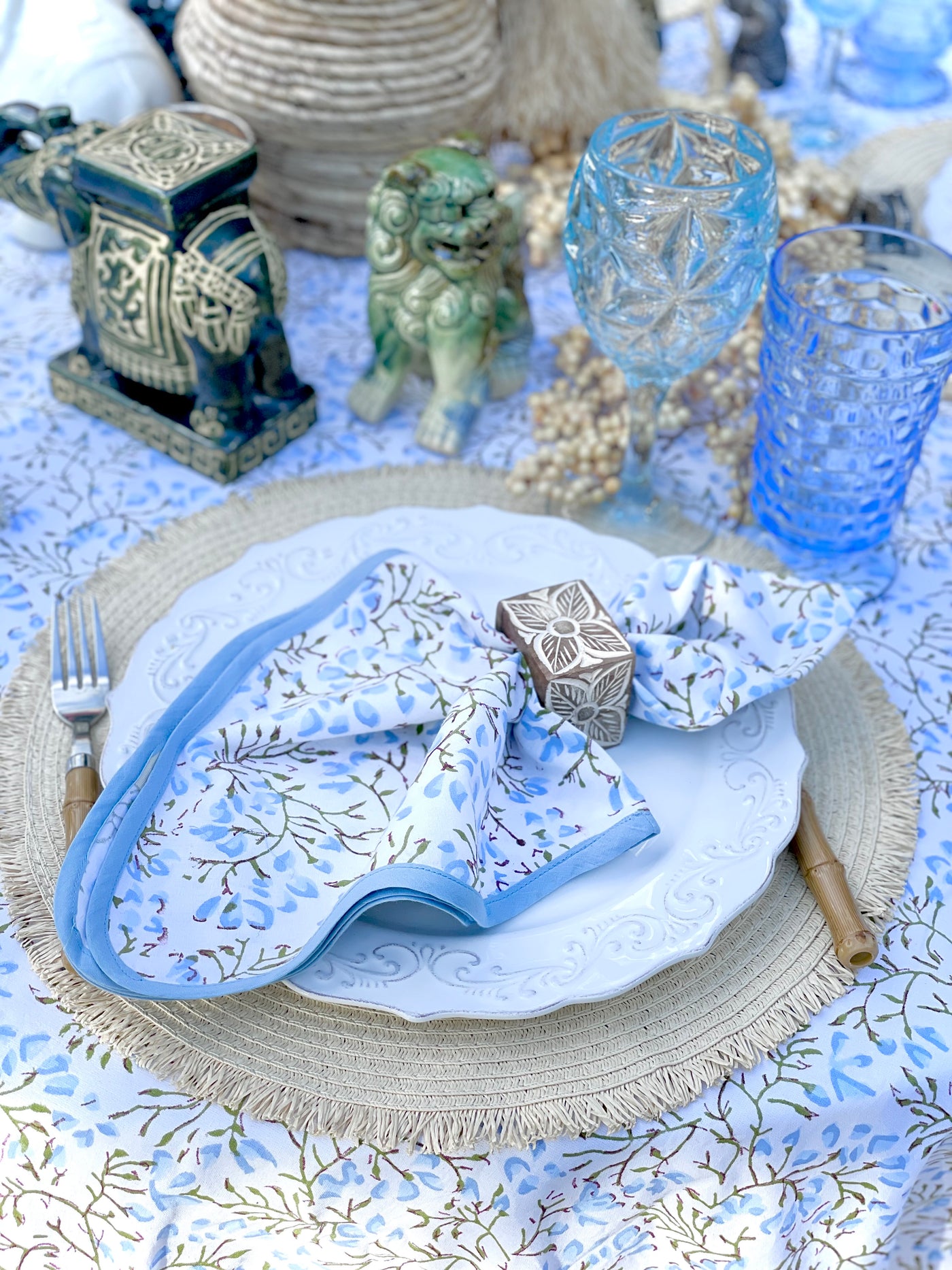 The Cherry Blue Tablecloth