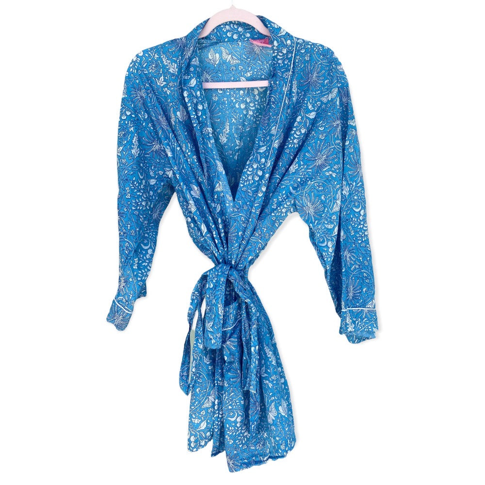 Turquoise Seas Short Kimono Robe